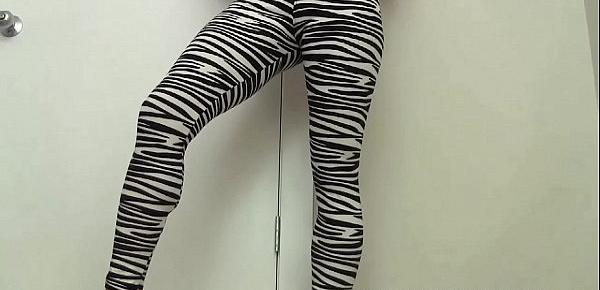  Do you like my new zebra print yoga pants JOI